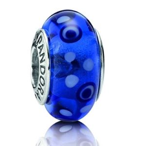 Retired Blue Bubbles Murano Glass Pandora Charm